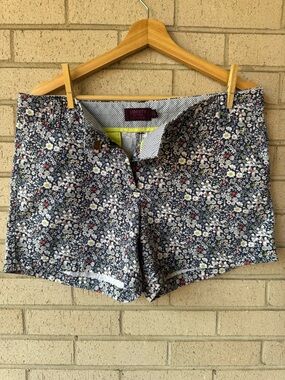 J. Crew Liberty Navy Ditsy Floral Chino Shorts Size 10
